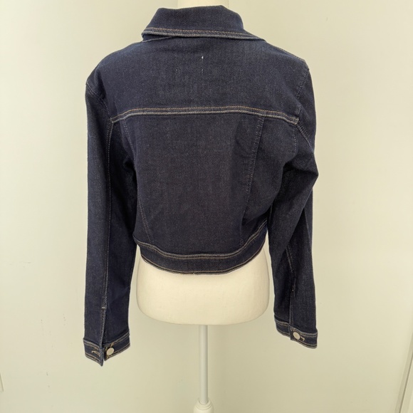 AVEC LES Filles Jeans Denim Cropped Short Zipper Jacket NWT Sz L - Picture 4 of 7